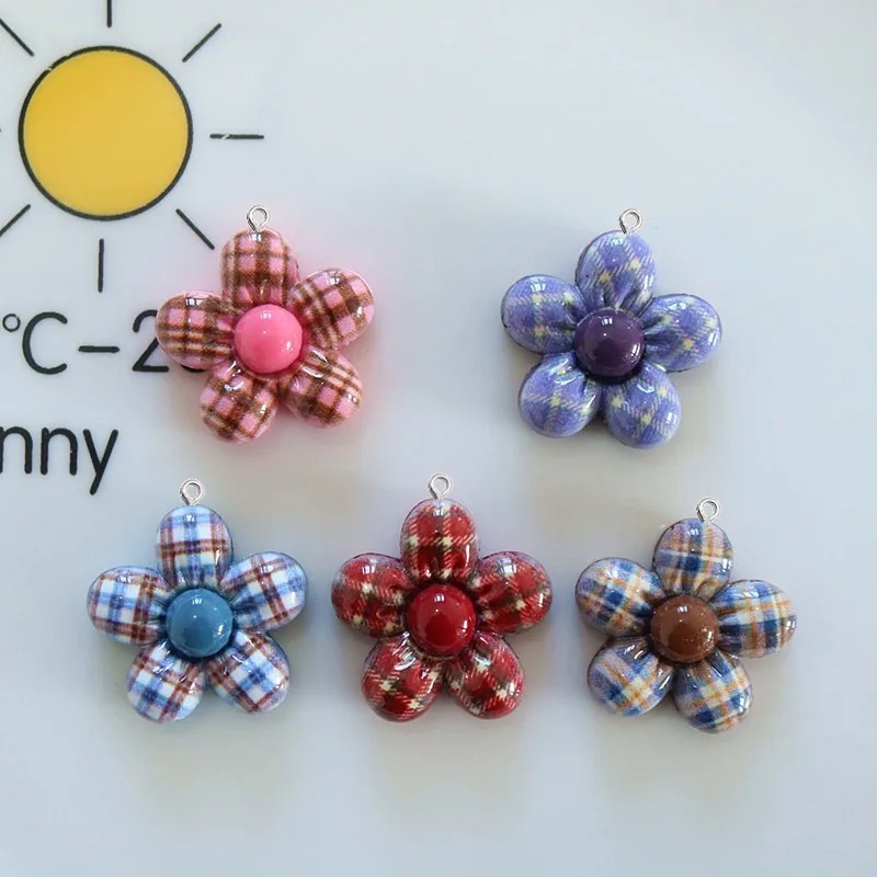 Art Craft Resin - 10Pcs Sweet Flower Planar Resin Pendant