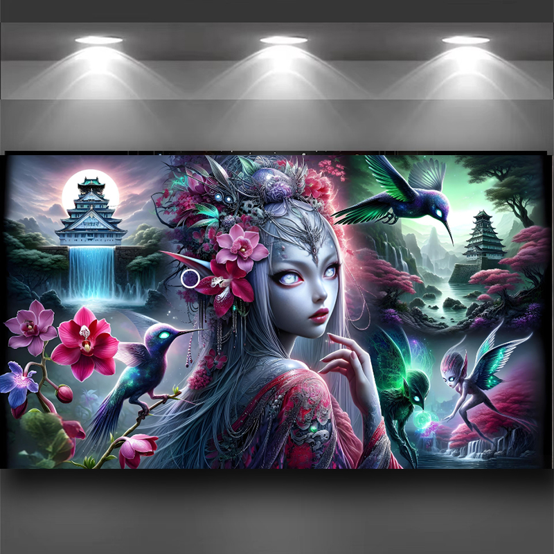 Art And Craft Valentine - Diamond Art Landscape woman bird Diy