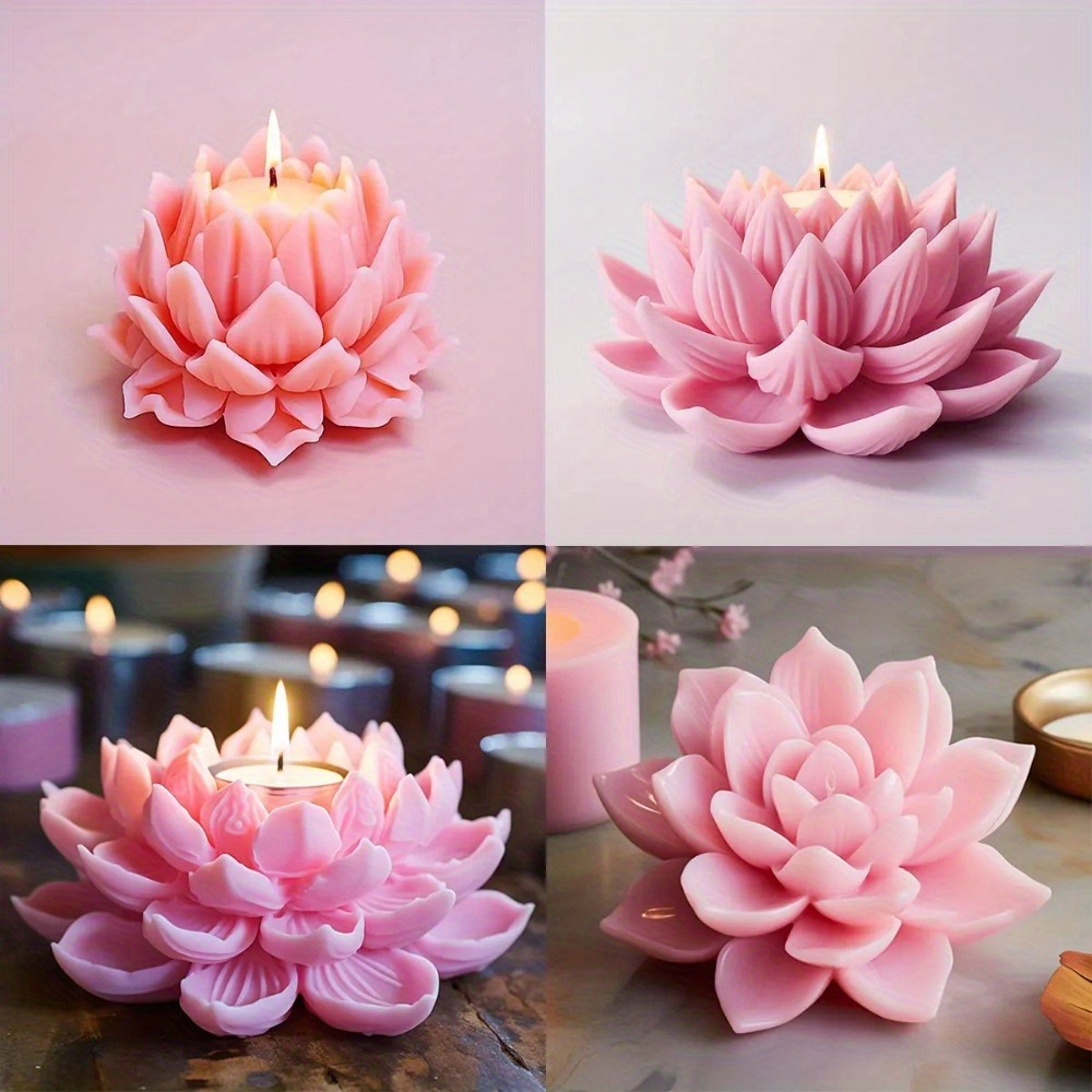 Art And Craft Valentine - 3D Lotus Flower Candle Silicone Mold