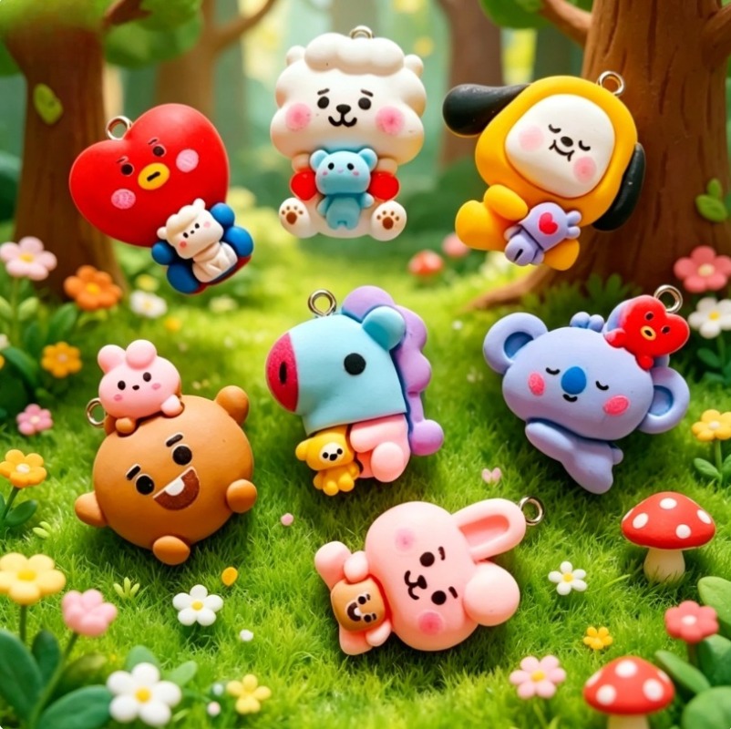 7pcs BT21 Resin Cartoon Charm  - огляд і ціна Art Craft Resin